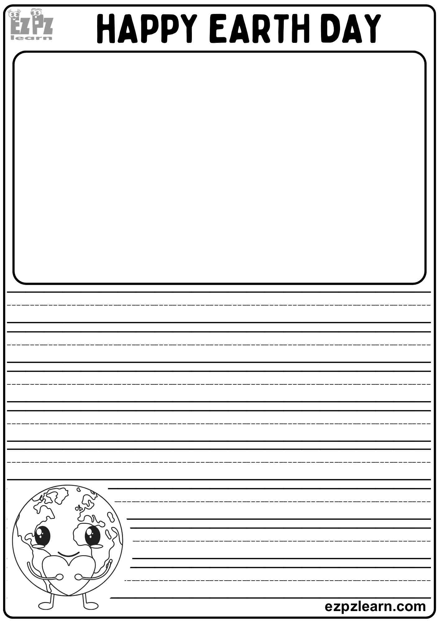 Happy Earth Day Drawing and Writing Activity for Kids. Free Printable ...
